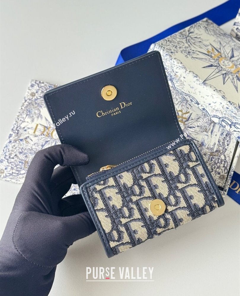 Dior 30 Montaigne Glycine Card Holder in Blue Dior Oblique Jacquard2025 S2300UWHC (XXG-250806089)
