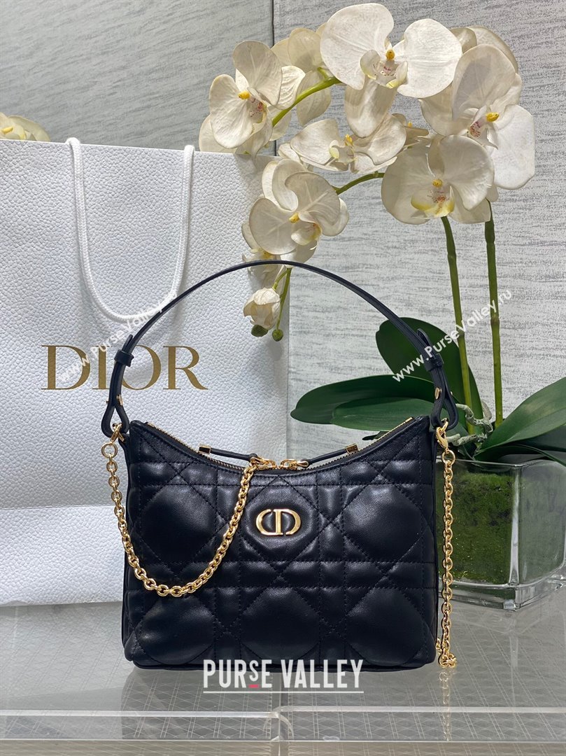 Dior Miss Caro Diorling Mini Bag with Chain in Macrocannage Lambskin Black 2025 M6285 (XXG-250806026)