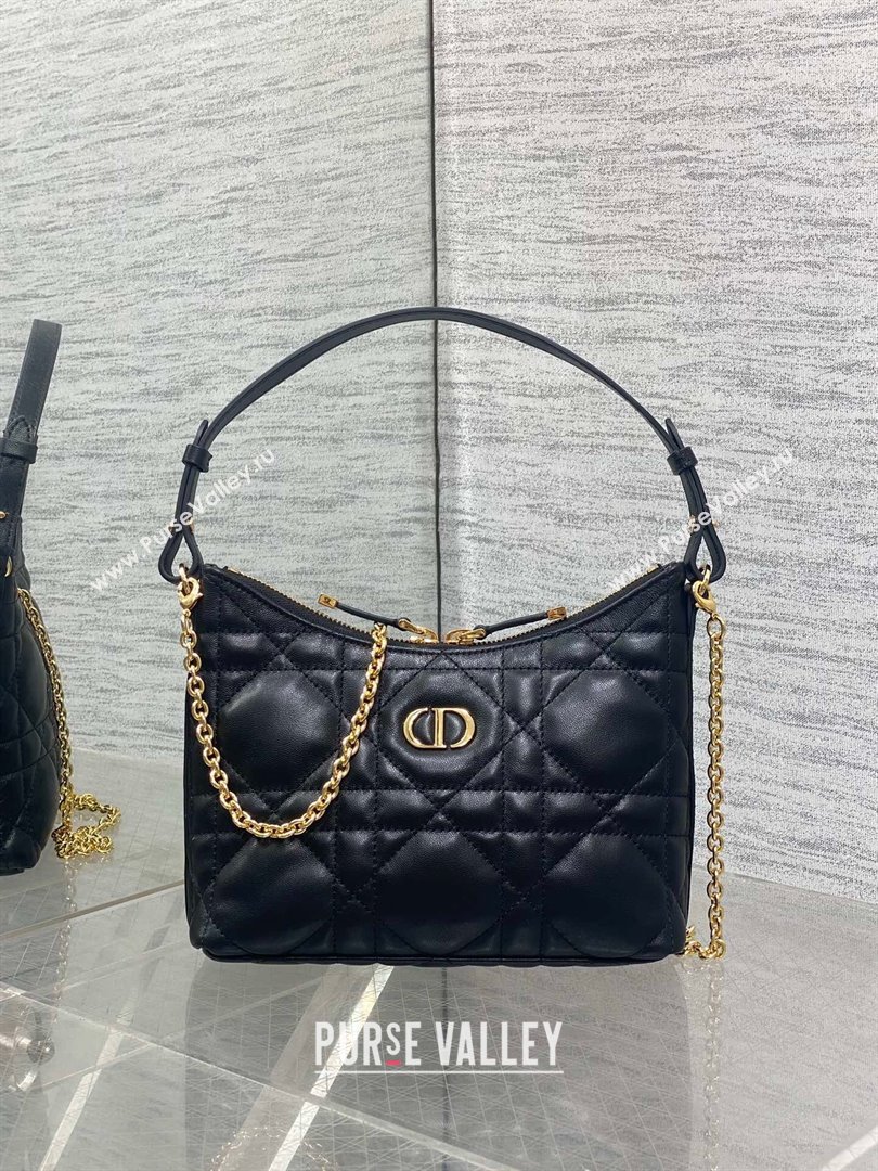 Dior Miss Caro Diorling Mini Bag with Chain in Macrocannage Lambskin Black 2025 M6285 (XXG-250806026)