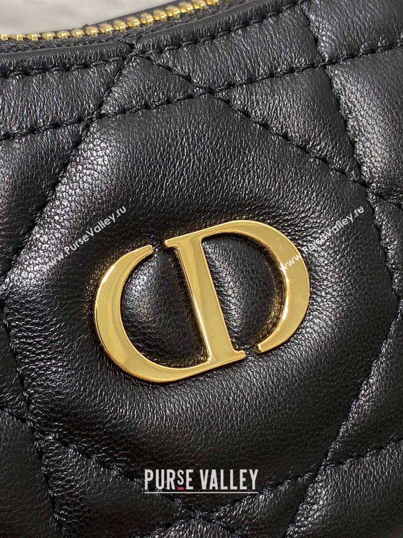 Dior Miss Caro Diorling Mini Bag with Chain in Macrocannage Lambskin Black 2025 M6285 (XXG-250806026)