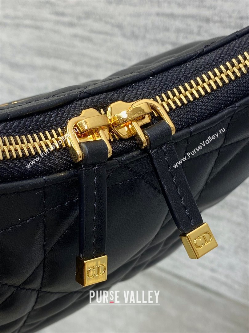 Dior Miss Caro Diorling Mini Bag with Chain in Macrocannage Lambskin Black 2025 M6285 (XXG-250806026)