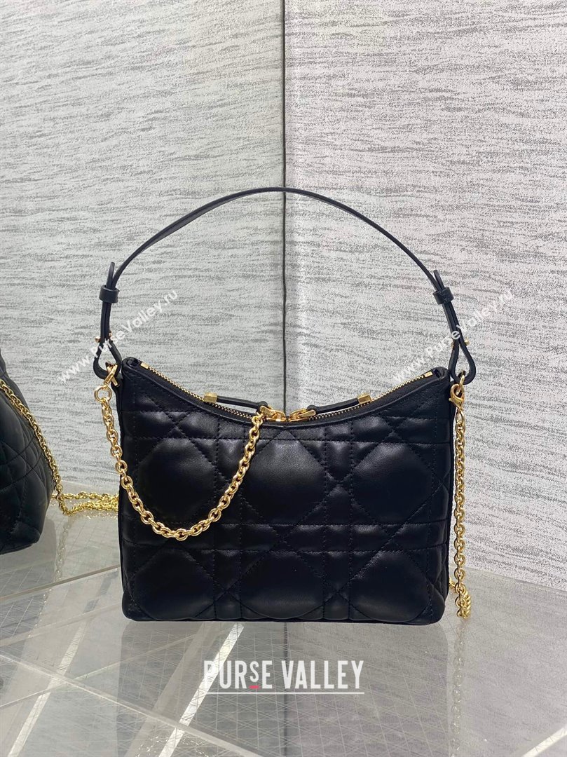Dior Miss Caro Diorling Mini Bag with Chain in Macrocannage Lambskin Black 2025 M6285 (XXG-250806026)