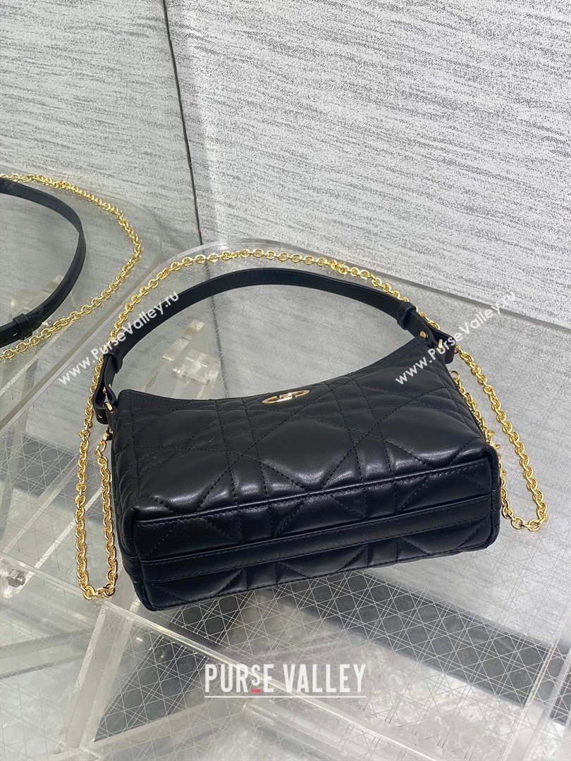 Dior Miss Caro Diorling Mini Bag with Chain in Macrocannage Lambskin Black 2025 M6285 (XXG-250806026)
