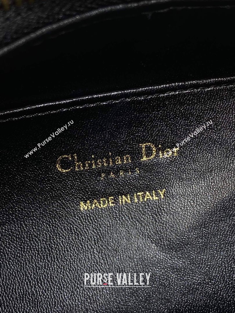 Dior Miss Caro Diorling Mini Bag with Chain in Macrocannage Lambskin Black 2025 M6285 (XXG-250806026)