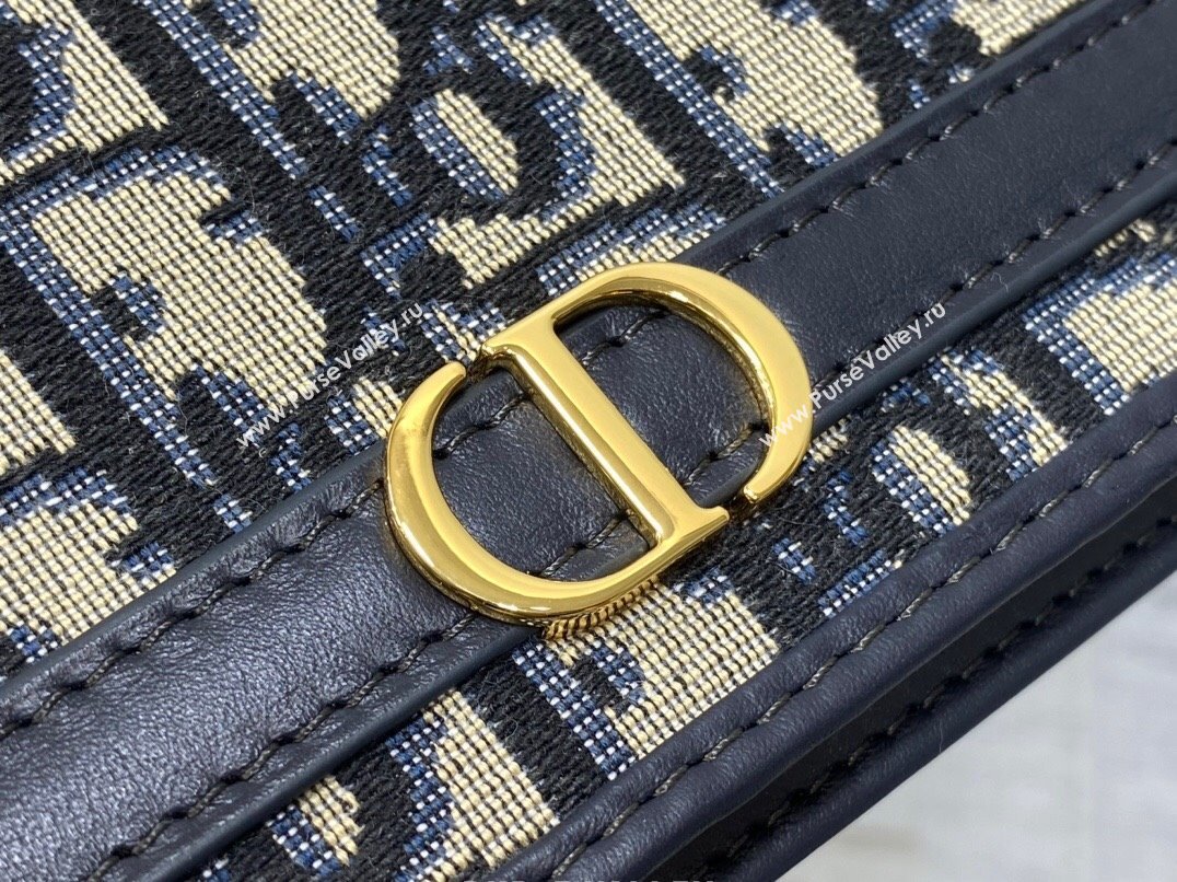 Dior 30 Montaigne Cigale Pouch with Chain in Blue Dior Oblique Jacquard 2025 (XXG-250806038)