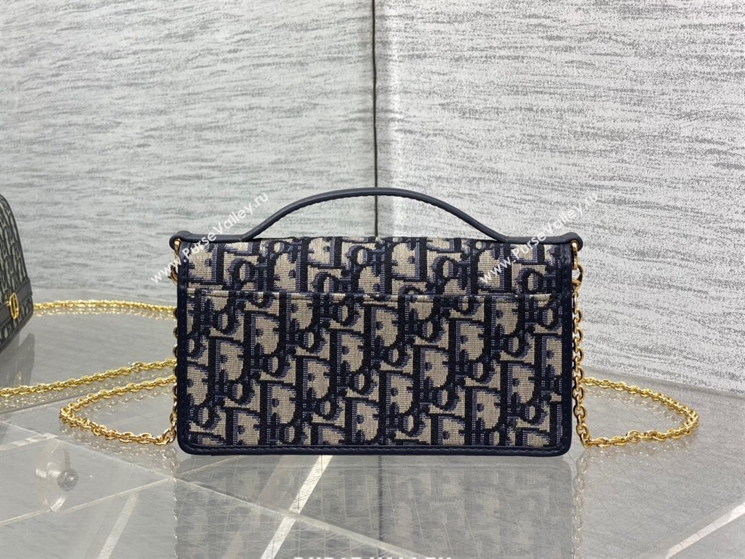 Dior 30 Montaigne Cigale Pouch with Chain in Blue Dior Oblique Jacquard 2025 (XXG-250806038)