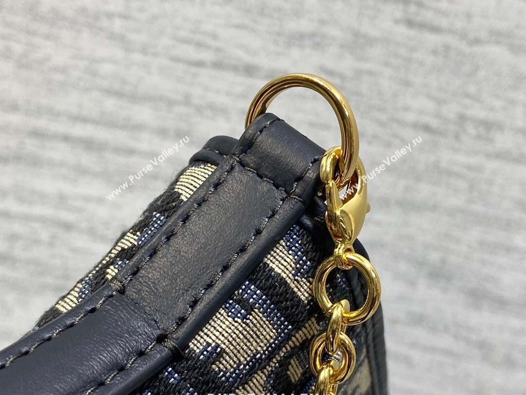 Dior 30 Montaigne Cigale Pouch with Chain in Blue Dior Oblique Jacquard 2025 (XXG-250806038)