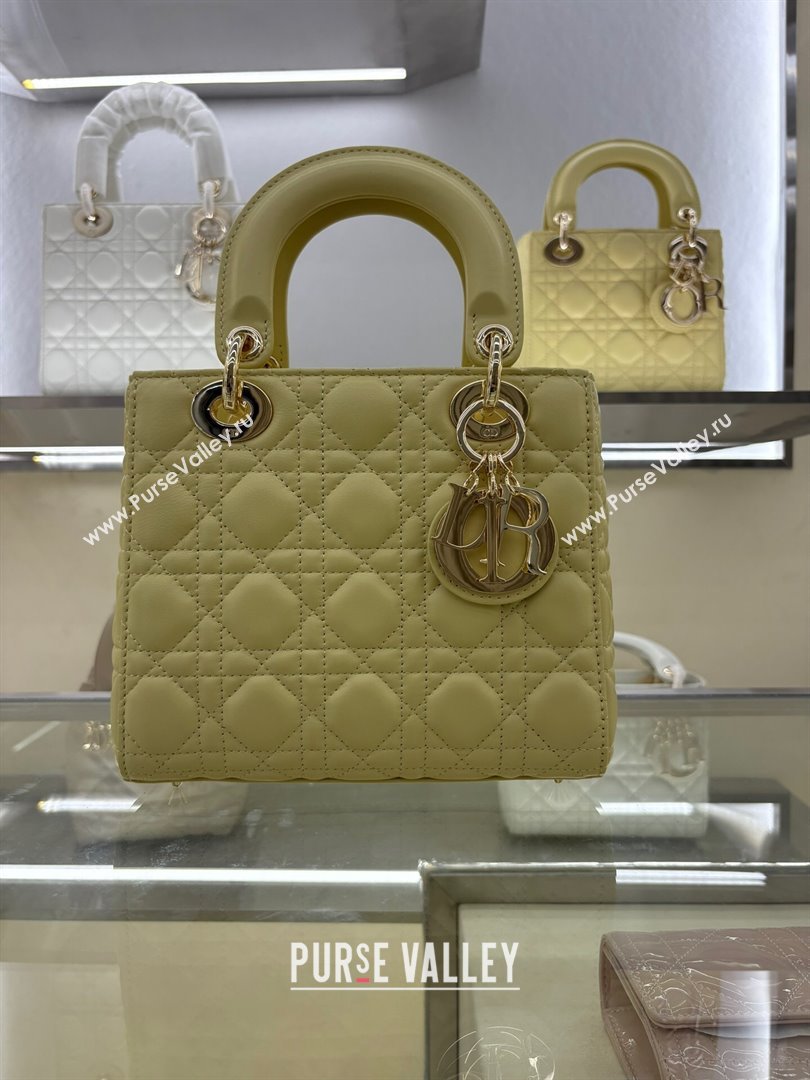 Dior Small Lady My ABCDior Bag in Cannage Lambskin Egg Yellow 2025 M0538 0806 (XXG-250806092)