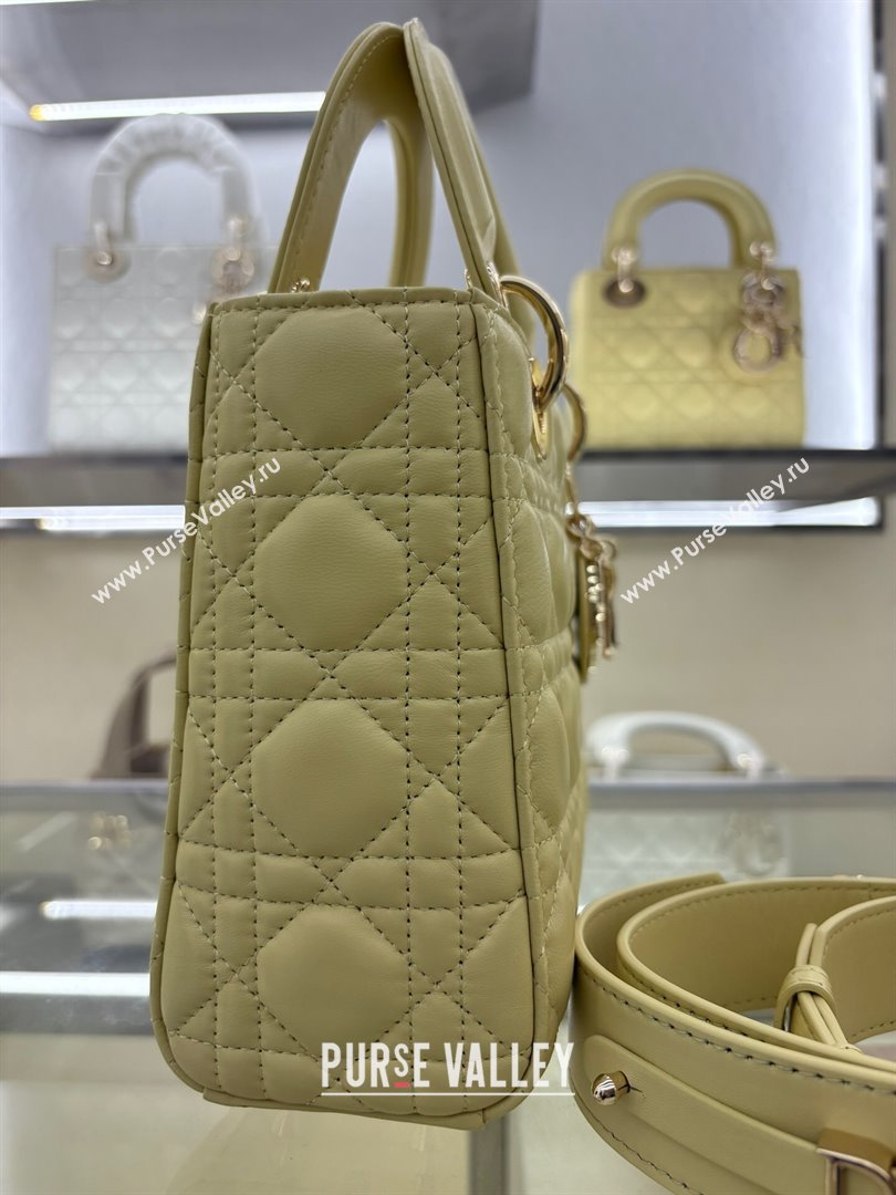 Dior Small Lady My ABCDior Bag in Cannage Lambskin Egg Yellow 2025 M0538 0806 (XXG-250806092)