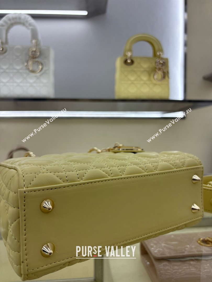Dior Small Lady My ABCDior Bag in Cannage Lambskin Egg Yellow 2025 M0538 0806 (XXG-250806092)