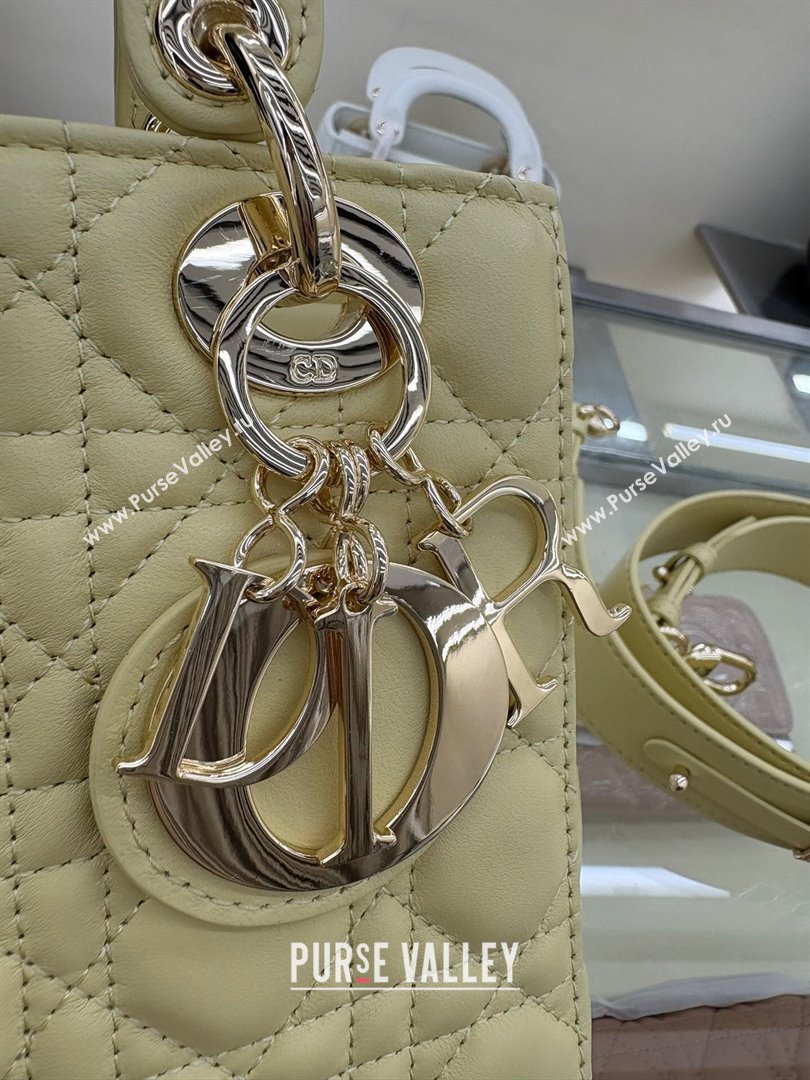 Dior Small Lady My ABCDior Bag in Cannage Lambskin Egg Yellow 2025 M0538 0806 (XXG-250806092)