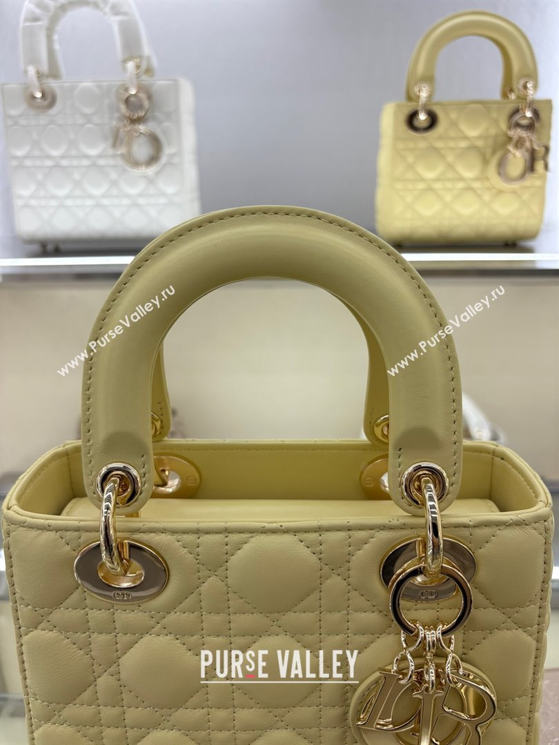 Dior Small Lady My ABCDior Bag in Cannage Lambskin Egg Yellow 2025 M0538 0806 (XXG-250806092)
