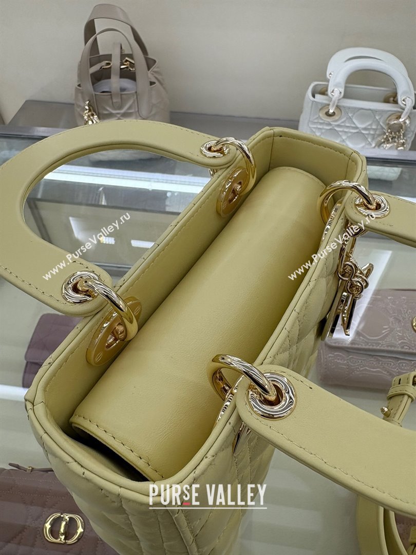 Dior Small Lady My ABCDior Bag in Cannage Lambskin Egg Yellow 2025 M0538 0806 (XXG-250806092)