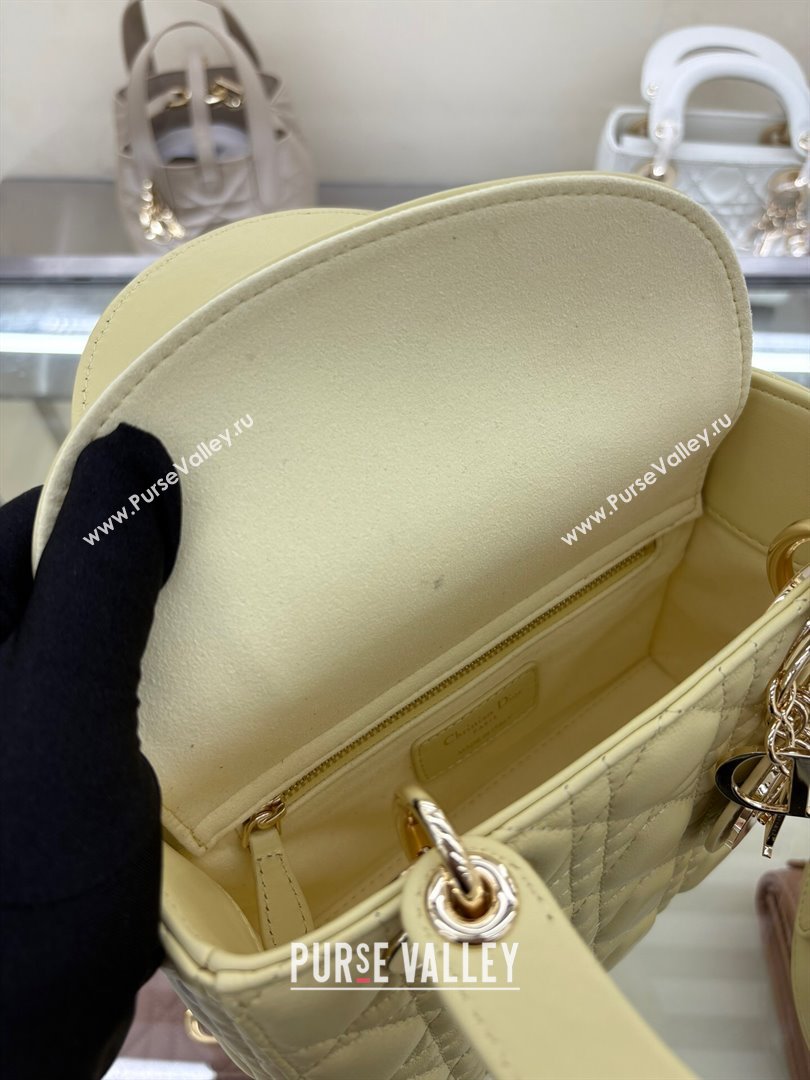 Dior Small Lady My ABCDior Bag in Cannage Lambskin Egg Yellow 2025 M0538 0806 (XXG-250806092)