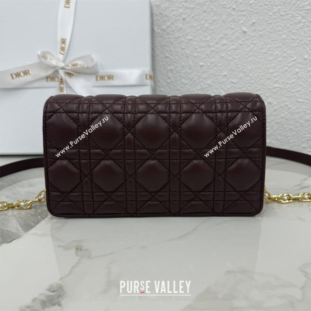 Dior Jolie East-West Bag in Cannage Lamb Leather and Flat Cannage Calfskin Dark Burgundy 2025 S3117 (XXG-250806109)