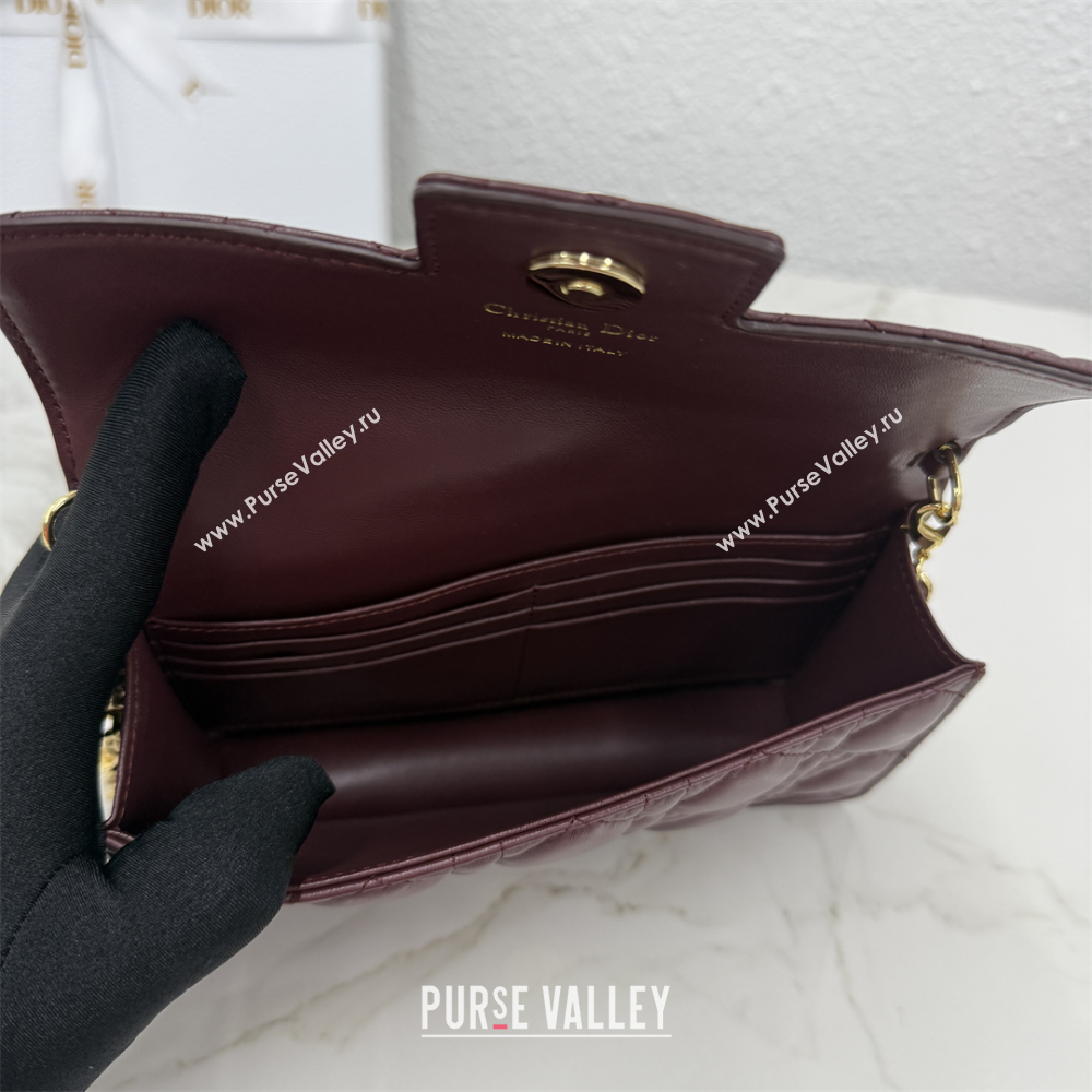 Dior Jolie East-West Bag in Cannage Lamb Leather and Flat Cannage Calfskin Dark Burgundy 2025 S3117 (XXG-250806109)