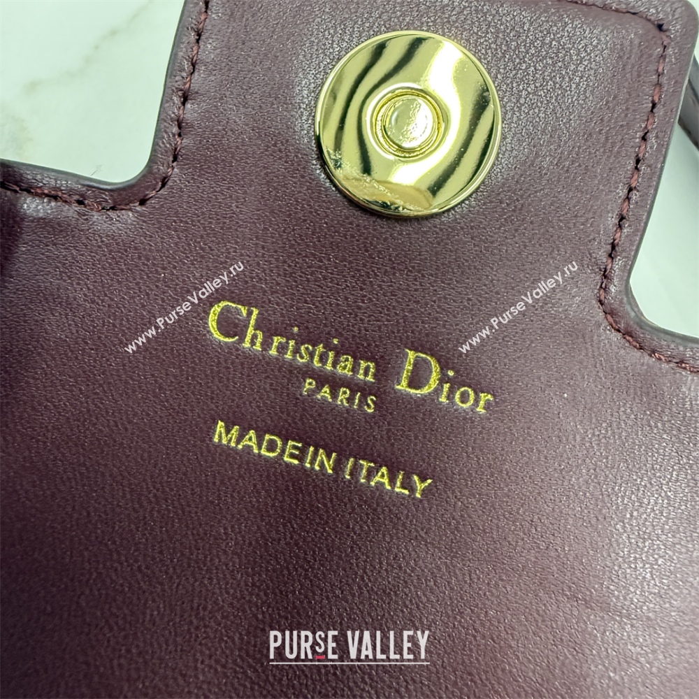 Dior Jolie East-West Bag in Cannage Lamb Leather and Flat Cannage Calfskin Dark Burgundy 2025 S3117 (XXG-250806109)