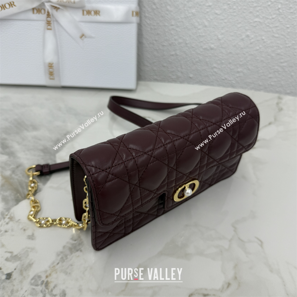 Dior Jolie East-West Bag in Cannage Lamb Leather and Flat Cannage Calfskin Dark Burgundy 2025 S3117 (XXG-250806109)