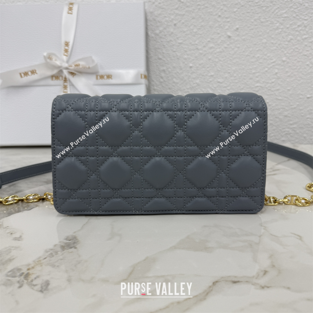 Dior Jolie East-West Bag in Cannage Lamb Leather and Flat Cannage Calfskin Dark Grey 2025 S3117 (XXG-250806110)