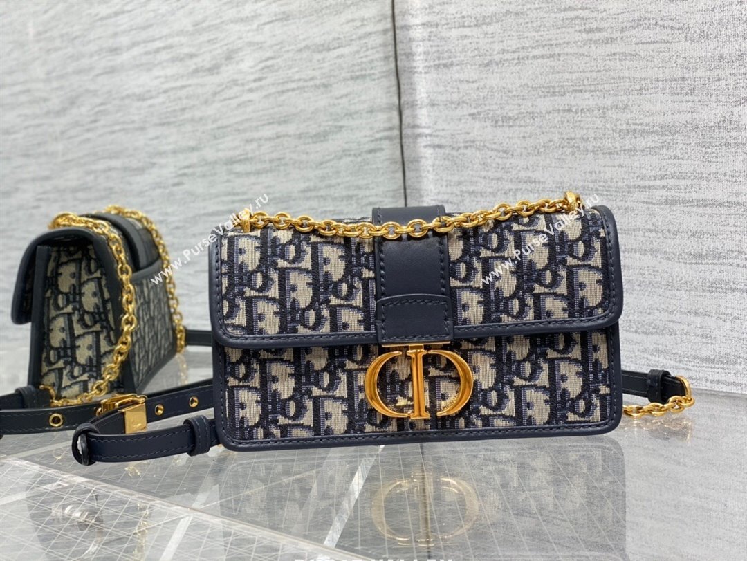 Dior 30 Montaigne East-West Bag with Chain in Blue Dior Oblique Jacquard 2025 M9073 (XXG-250806111)