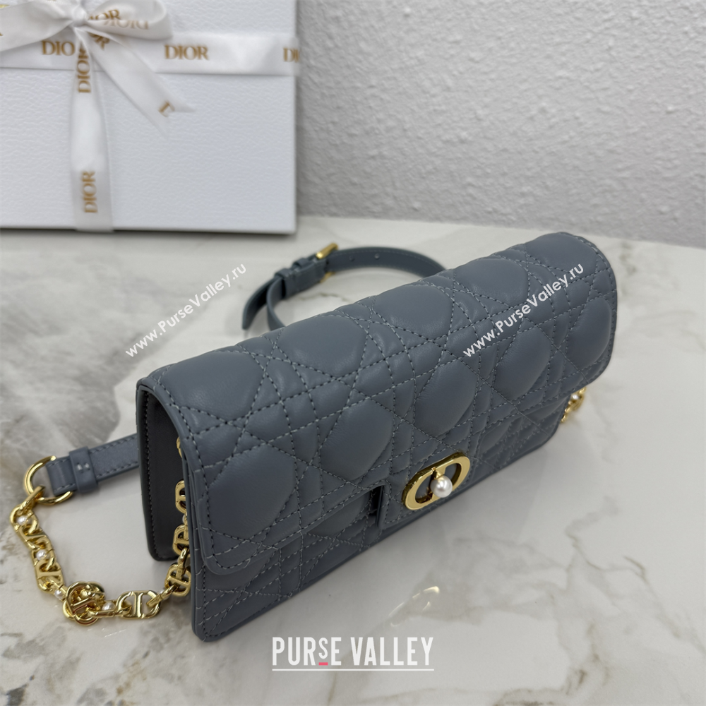 Dior Jolie East-West Bag in Cannage Lamb Leather and Flat Cannage Calfskin Dark Grey 2025 S3117 (XXG-250806110)