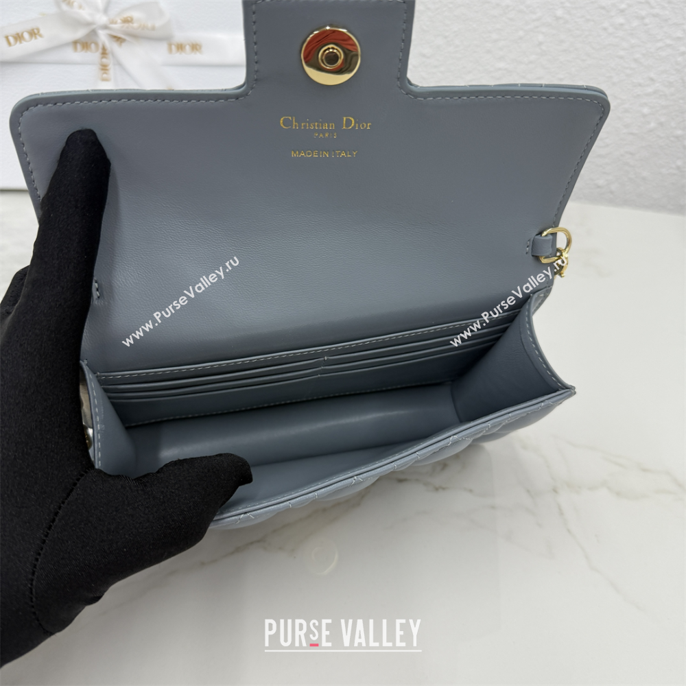 Dior Jolie East-West Bag in Cannage Lamb Leather and Flat Cannage Calfskin Dark Grey 2025 S3117 (XXG-250806110)