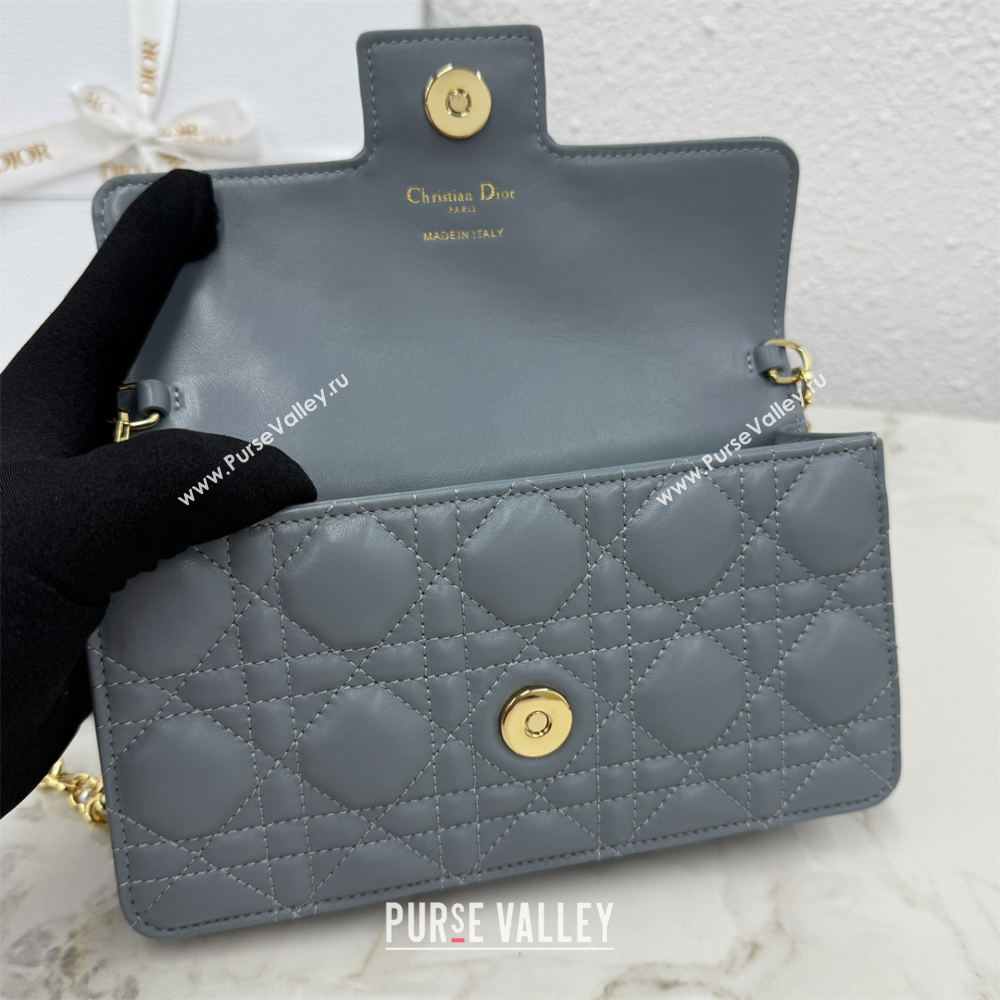 Dior Jolie East-West Bag in Cannage Lamb Leather and Flat Cannage Calfskin Dark Grey 2025 S3117 (XXG-250806110)