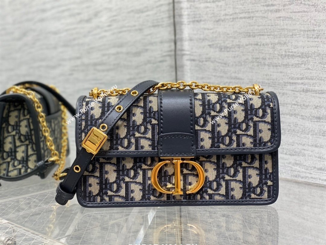 Dior 30 Montaigne East-West Bag with Chain in Blue Dior Oblique Jacquard 2025 M9073 (XXG-250806111)