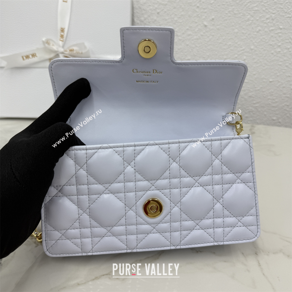 Dior Jolie East-West Bag in Cannage Lamb Leather and Flat Cannage Calfskin Glacier Blue 2025 S3117 (XXG-250806100)