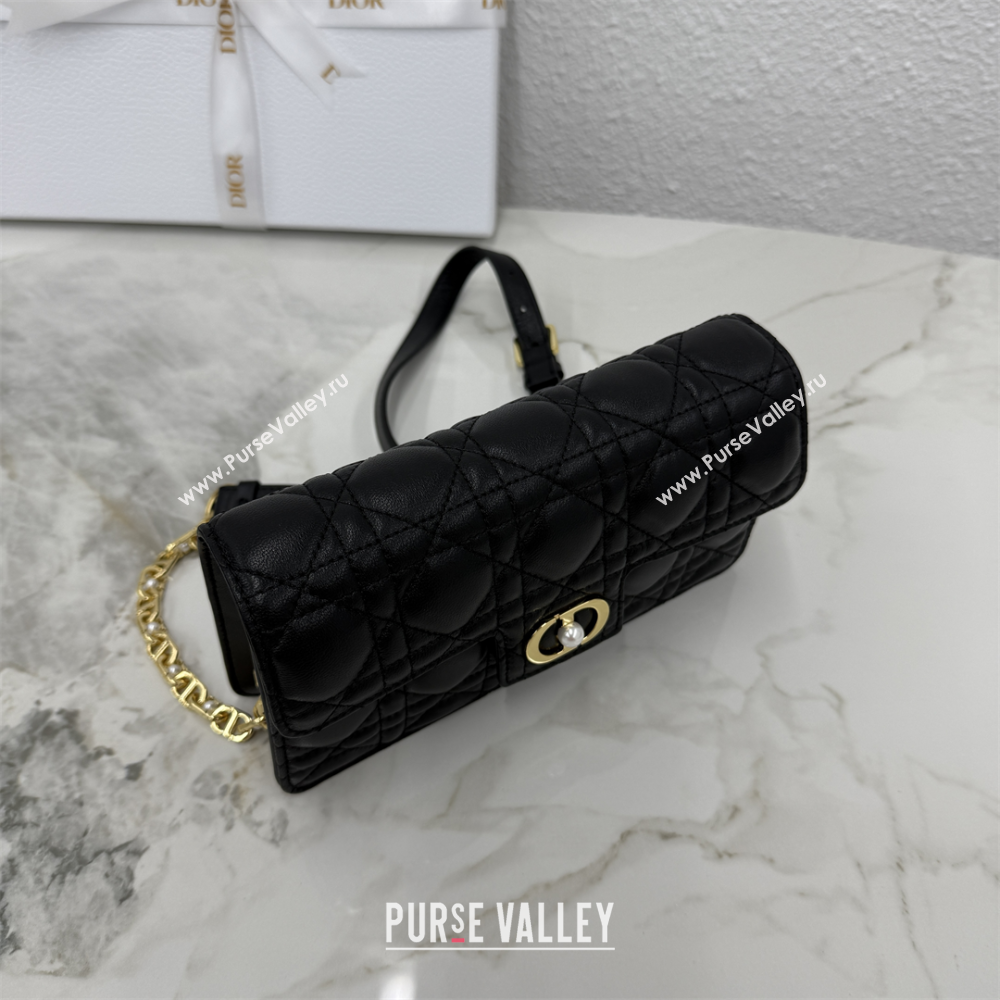 Dior Jolie East-West Bag in Cannage Lamb Leather and Flat Cannage Calfskin Black 2025 S3117 (XXG-250806101)