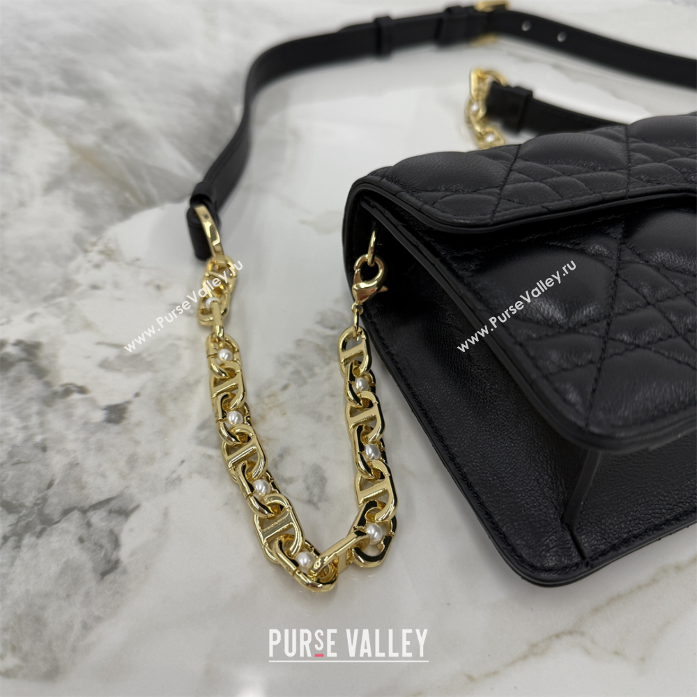 Dior Jolie East-West Bag in Cannage Lamb Leather and Flat Cannage Calfskin Black 2025 S3117 (XXG-250806101)