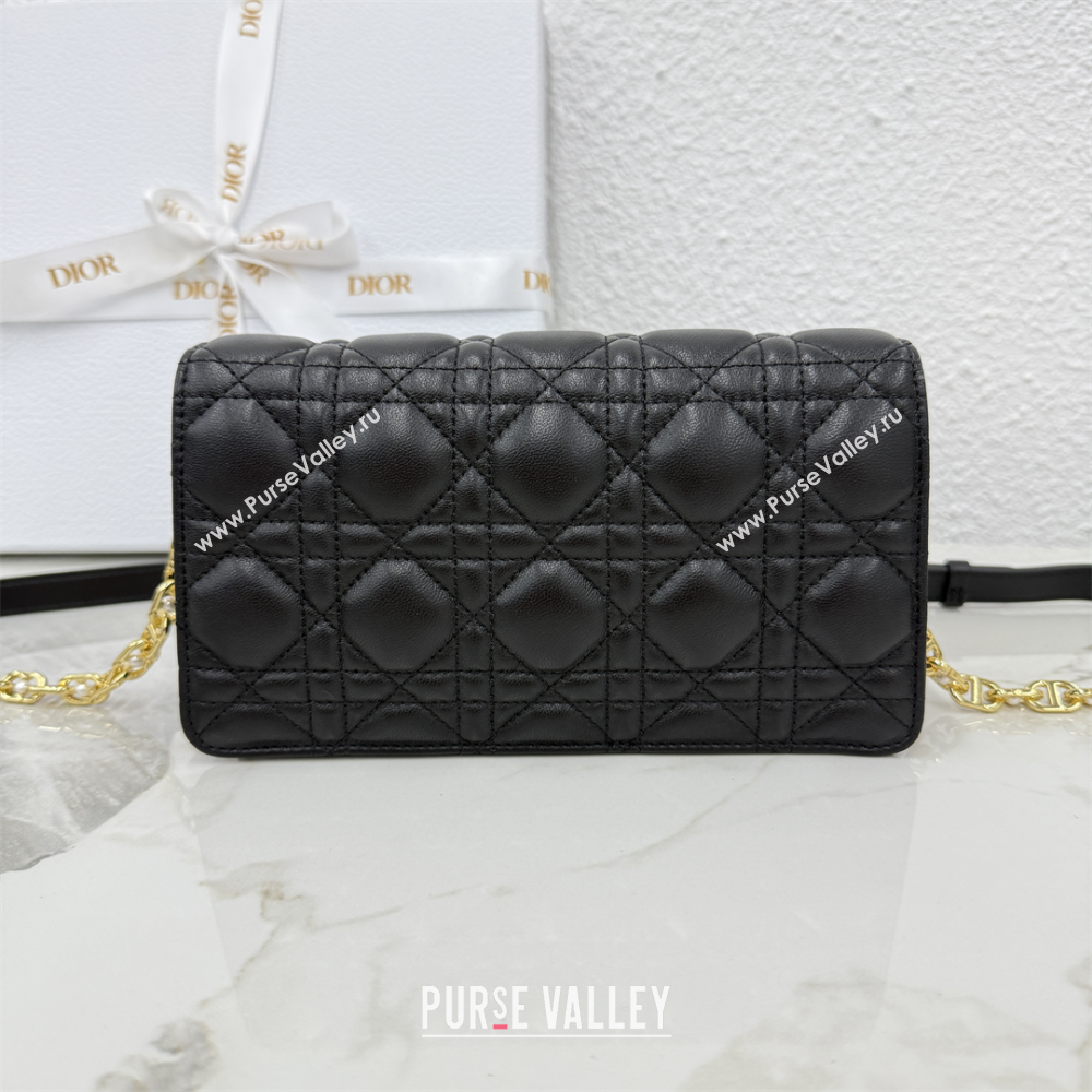 Dior Jolie East-West Bag in Cannage Lamb Leather and Flat Cannage Calfskin Black 2025 S3117 (XXG-250806101)