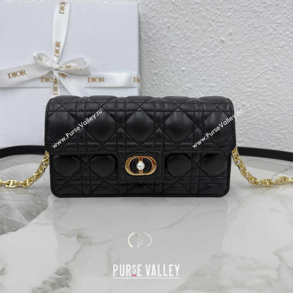 Dior Jolie East-West Bag in Cannage Lamb Leather and Flat Cannage Calfskin Black 2025 S3117 (XXG-250806101)