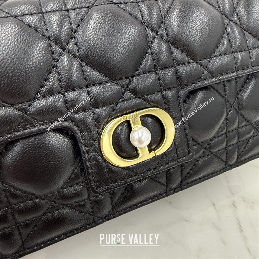Dior Jolie East-West Bag in Cannage Lamb Leather and Flat Cannage Calfskin Black 2025 S3117 (XXG-250806101)