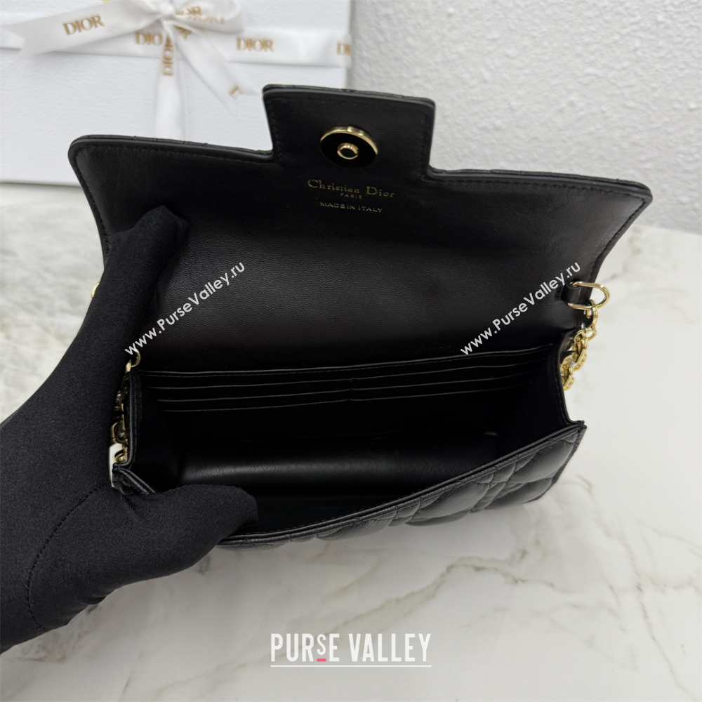 Dior Jolie East-West Bag in Cannage Lamb Leather and Flat Cannage Calfskin Black 2025 S3117 (XXG-250806101)