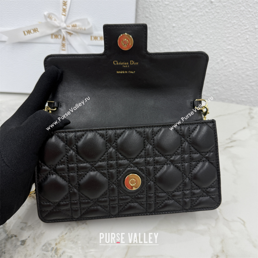 Dior Jolie East-West Bag in Cannage Lamb Leather and Flat Cannage Calfskin Black 2025 S3117 (XXG-250806101)