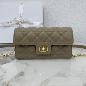 Dior Jolie East-West Bag in Cannage Lamb Leather and Flat Cannage Calfskin Grey 2025 S3117 (XXG-250806103)