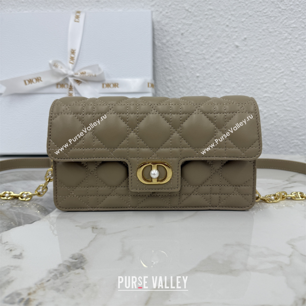 Dior Jolie East-West Bag in Cannage Lamb Leather and Flat Cannage Calfskin Grey 2025 S3117 (XXG-250806103)