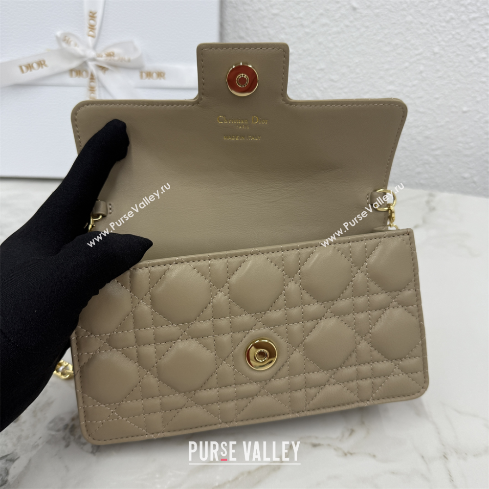 Dior Jolie East-West Bag in Cannage Lamb Leather and Flat Cannage Calfskin Grey 2025 S3117 (XXG-250806103)