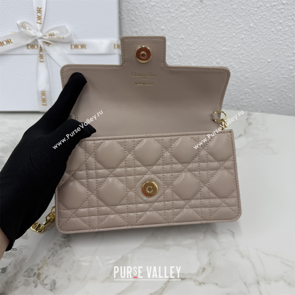 Dior Jolie East-West Bag in Cannage Lamb Leather and Flat Cannage Calfskin Taupe 2025 S3117 (XXG-250806104)
