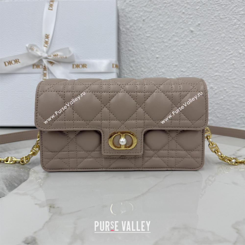 Dior Jolie East-West Bag in Cannage Lamb Leather and Flat Cannage Calfskin Taupe 2025 S3117 (XXG-250806104)