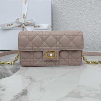 Dior Jolie East-West Bag in Cannage Lamb Leather and Flat Cannage Calfskin Powder Pink 2025 S3117 (XXG-250806105)