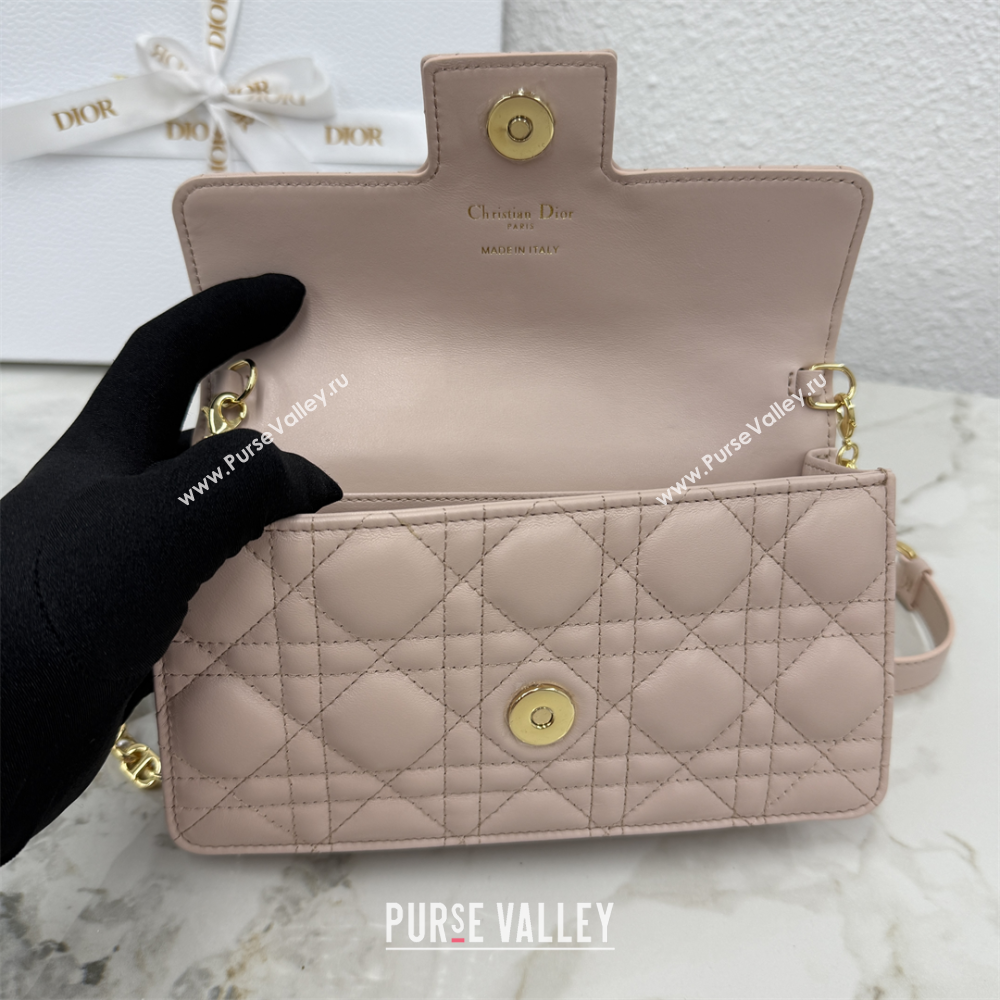 Dior Jolie East-West Bag in Cannage Lamb Leather and Flat Cannage Calfskin Powder Pink 2025 S3117 (XXG-250806105)