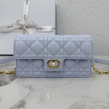 Dior Jolie East-West Bag in Cannage Lamb Leather and Flat Cannage Calfskin Glacier Blue 2025 S3117 (XXG-250806100)
