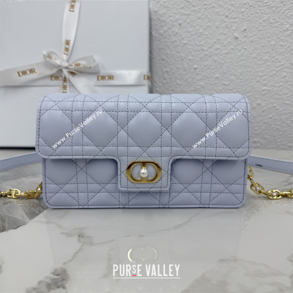 Dior Jolie East-West Bag in Cannage Lamb Leather and Flat Cannage Calfskin Glacier Blue 2025 S3117 (XXG-250806100)