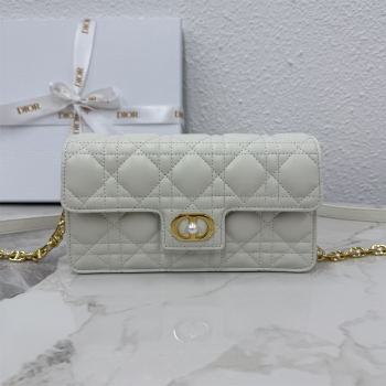Dior Jolie East-West Bag in Cannage Lamb Leather and Flat Cannage Calfskin White 2025 S3117 (XXG-250806107)