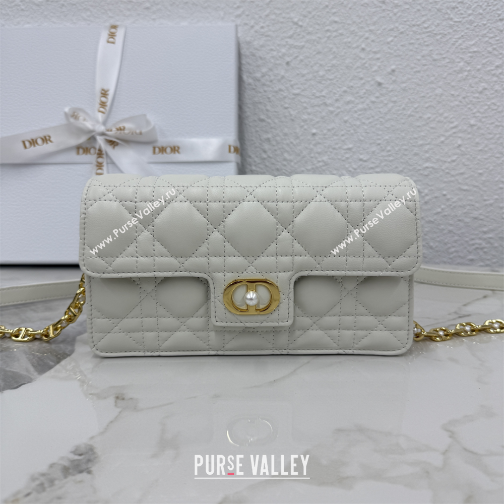 Dior Jolie East-West Bag in Cannage Lamb Leather and Flat Cannage Calfskin White 2025 S3117 (XXG-250806107)