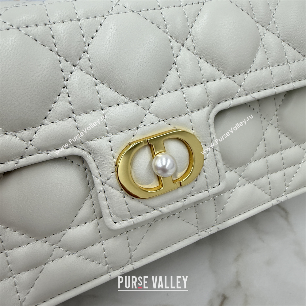 Dior Jolie East-West Bag in Cannage Lamb Leather and Flat Cannage Calfskin White 2025 S3117 (XXG-250806107)