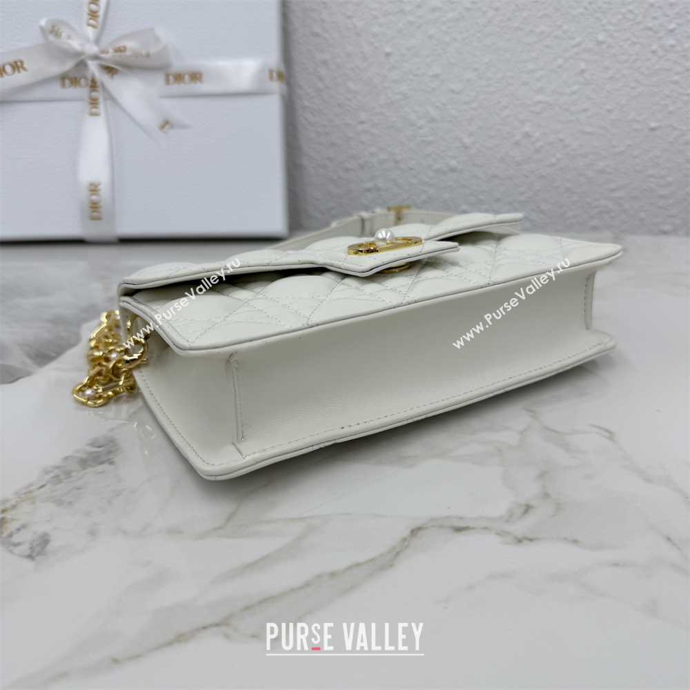 Dior Jolie East-West Bag in Cannage Lamb Leather and Flat Cannage Calfskin White 2025 S3117 (XXG-250806107)