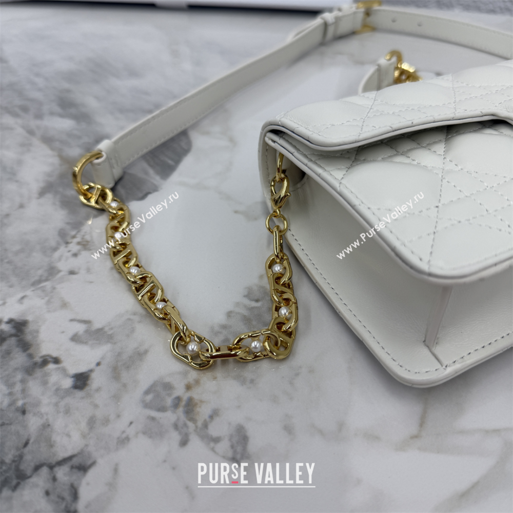 Dior Jolie East-West Bag in Cannage Lamb Leather and Flat Cannage Calfskin White 2025 S3117 (XXG-250806107)